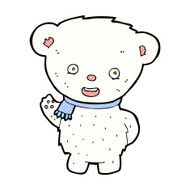 comic cartoon polar bear waving