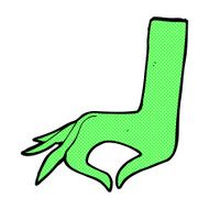 comic cartoon green hand symbol