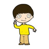 comic cartoon boy giving peace sign N3