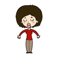 comic cartoon woman with closed eyes N3