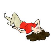 comic cartoon woman lying on floor N5
