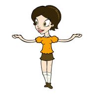 comic cartoon woman with arms spread wide N3
