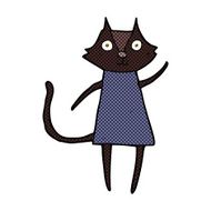 cute comic cartoon black cat waving N2