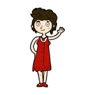 comic cartoon hippie woman waving N3