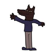comic cartoon waving wolf N6