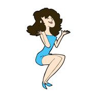 comic cartoon attractive woman sitting N3