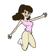 comic cartoon jumping woman N3