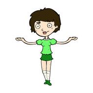 comic cartoon woman spreading arms N3