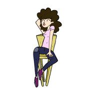 comic cartoon woman posing on chair N5
