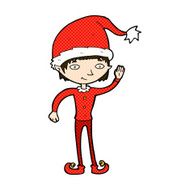comic cartoon waving christmas elf N3