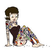 comic cartoon tattoo girl in swimsuit N3