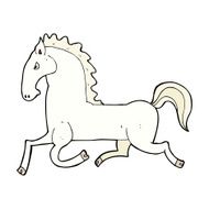 comic cartoon running white stallion