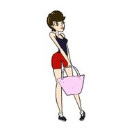 comic cartoon attractive woman shopping N3