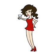 comic cartoon woman at party N6