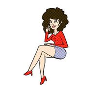 comic cartoon office woman sitting N3