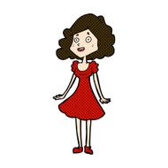comic cartoon happy woman in dress N8