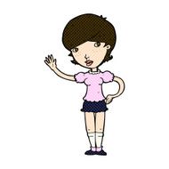 comic cartoon girl waving N9
