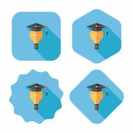 Light bulb flat icon with long shadow eps10 N11