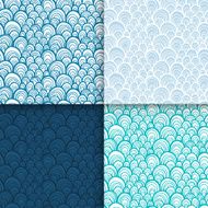 Abstract doodle scale seamless patterns set