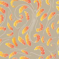 Seamless pattern with golden feather