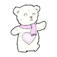 comic cartoon white teddy bear with love heart N2