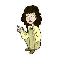 comic cartoon happy woman sitting and pointing N3