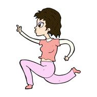 comic cartoon woman running and pointing N3