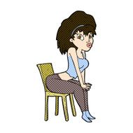 comic cartoon woman posing on chair N6