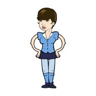 comic cartoon woman with hands on hips N62