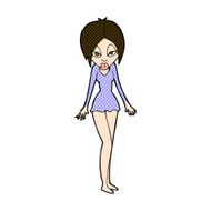comic cartoon woman in short dress N3