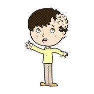 comic cartoon boy with growth on head N11