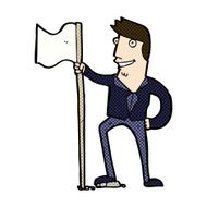 comic cartoon man planting flag N3