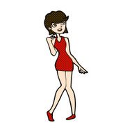 comic cartoon woman in cocktail dress N6