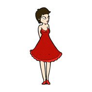 comic cartoon pretty woman in dress N13