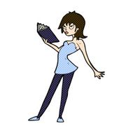 comic cartoon woman reading book N3