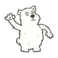 comic cartoon waving polar bear N7