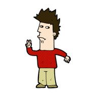 comic cartoon man giving peace sign N15