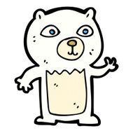 comic cartoon waving polar bear cub N5