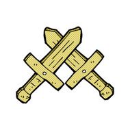 comic cartoon wooden swords