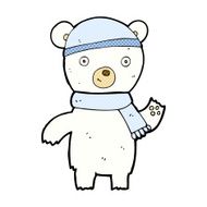 comic cartoon waving polar bear N8