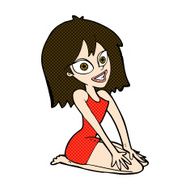 comic cartoon happy woman in dress N9