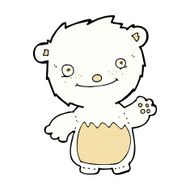 comic cartoon waving polar bear cub N6