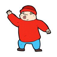 comic cartoon man in hat waving N3