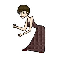 comic cartoon woman in dress gesturing N3