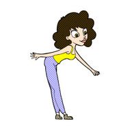 comic cartoon woman reaching to pick something up N3