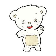 comic cartoon waving polar bear N9
