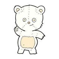 comic cartoon waving polar bear N10