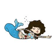 comic cartoon mermaid covered in tattoos N2