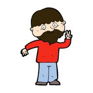 comic cartoon man giving peace sign N16