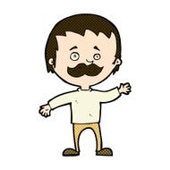 comic cartoon man with mustache waving N9